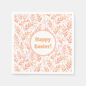 Serviette En Papier Pastel aquarelle branches orange et rose (Devant)