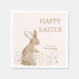 Serviette En Papier Pastel Aquarelle Bunny de Pâques Chasse aux oeufs 