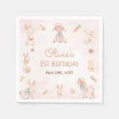 Serviette En Papier Pastel Aquarelle Bunny Pâques Anniversaire (Devant)