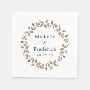 Serviette En Papier Pastel Aquarelle Mariage de verdure