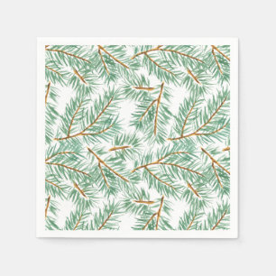 Serviette En Papier Pastel Aquarelle Pine Aiguilles Motifs Noël