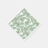 Serviette En Papier Pastel Aquarelle Pine Aiguilles Motifs Noël (Coin)