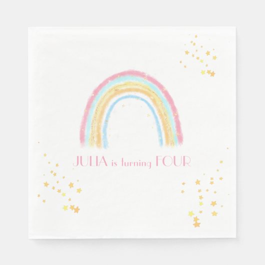 Serviette En Papier Pastel arc-en-ciel pétillant Anniversaire (Devant)
