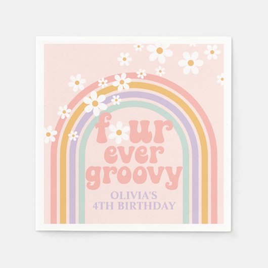 Serviette En Papier Pastel arc-en-ciel Quatre Ever Super 4e anniversai (Devant)