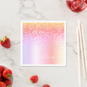 Serviette En Papier Pastel Arc-en-ciel rose or violet Parties scintill (En situation)