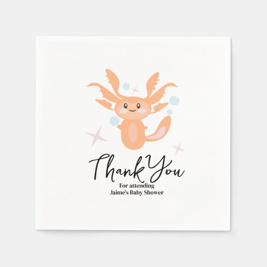 Serviette En Papier Pastel Axolotl Océan Baby shower Créature (Devant)