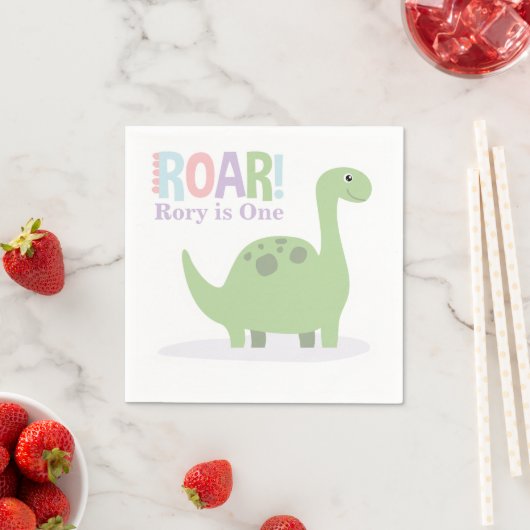 Serviette En Papier Pastel Baby Dinosaures Roar fête d'anniversaire (En situation)