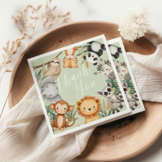 Serviette En Papier Pastel baby shower tropical Jungle Safari Animaux