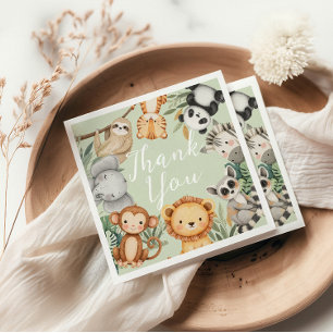 Serviette En Papier Pastel baby shower tropical Jungle Safari Animaux