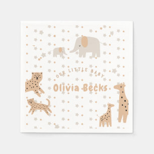 Serviette En Papier Pastel Beige mignon Baby shower illustratif
