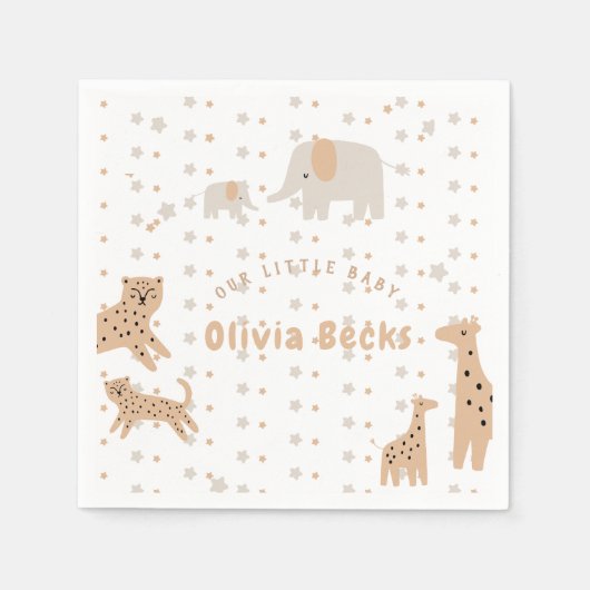 Serviette En Papier Pastel Beige mignon Baby shower illustratif (Devant)