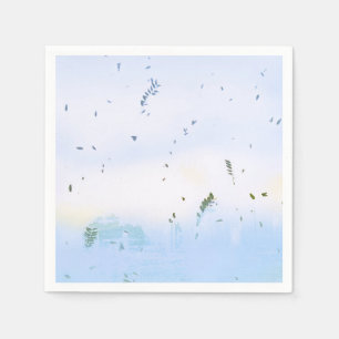 Serviette En Papier Pastel bleu vert floral feuilles design serviettes
