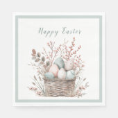 Serviette En Papier Pastel Bloom Pâques Panier Brunch (Devant)