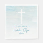 Serviette En Papier Pastel Blue Aquarelle Baptême serviettes (Devant)