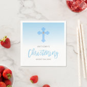 Serviette En Papier Pastel Blue Boy Cross CHRISTENING Personnalisé (En situation)