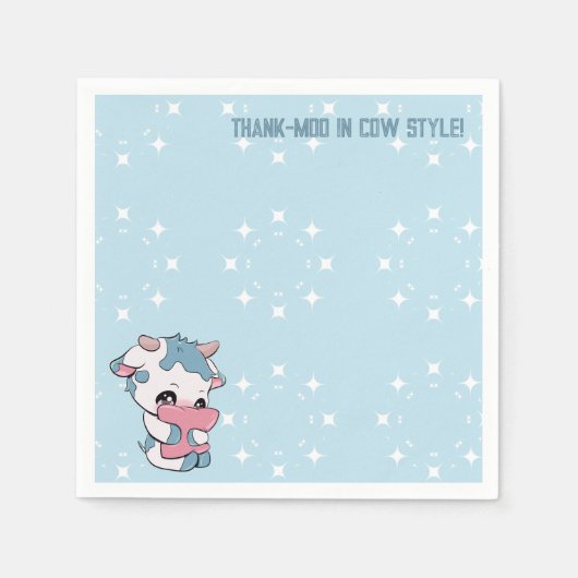 Serviette En Papier Pastel Blue Cute Cow (Devant)