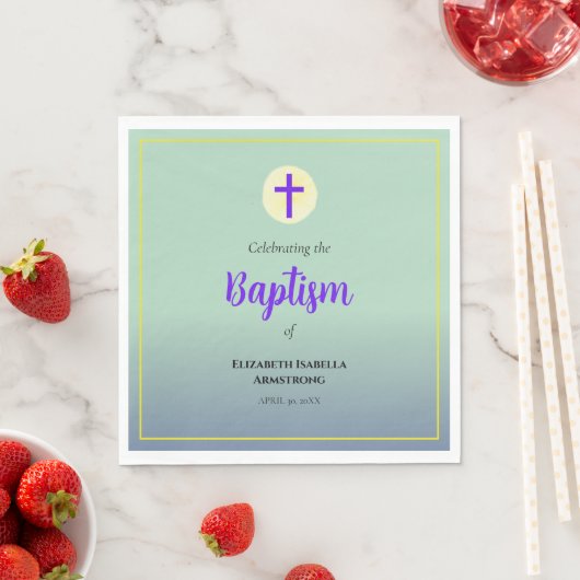 Serviette En Papier Pastel Blue Green Purple Spring Baptême (En situation)