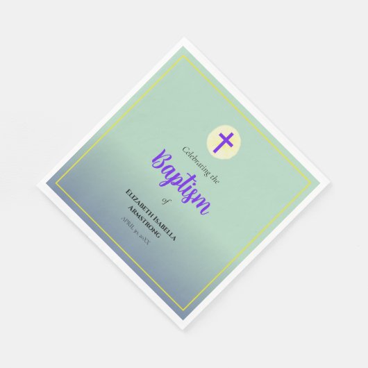Serviette En Papier Pastel Blue Green Purple Spring Baptême (Coin)