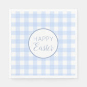 Serviette En Papier Pastel Blue Happy Pâques Plaid Motif (Devant)