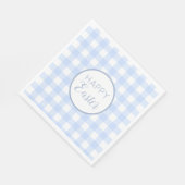 Serviette En Papier Pastel Blue Happy Pâques Plaid Motif (Coin)