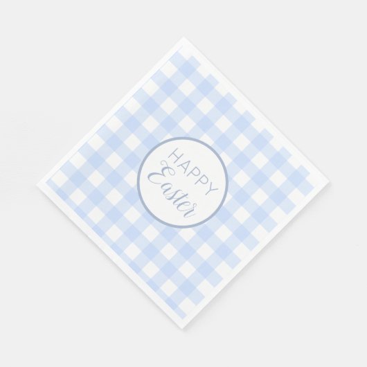 Serviette En Papier Pastel Blue Happy Pâques Plaid Motif (Coin)