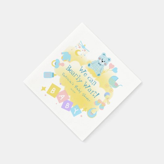 Serviette En Papier Pastel Blue Nous Pouvons Attendre De Beau Baby sho (Coin)