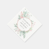 Serviette En Papier Pastel Blush rose et Mariage vert (Coin)