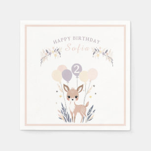 Serviette En Papier Pastel Boho Fawn et Ballons Anniversaire