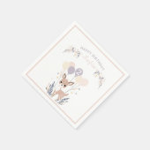 Serviette En Papier Pastel Boho Fawn et Ballons Anniversaire (Coin)