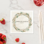 Serviette En Papier Pastel Boho Neutral Mariage Floral Napkins (En situation)