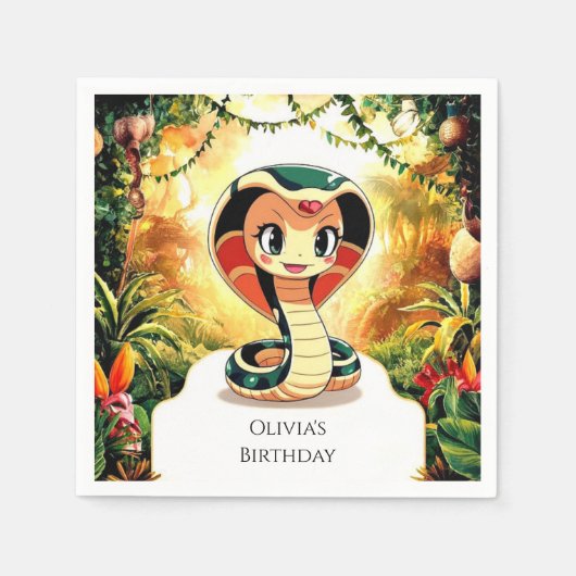 Serviette En Papier Pastel Boho Snake Anniversaire (Devant)
