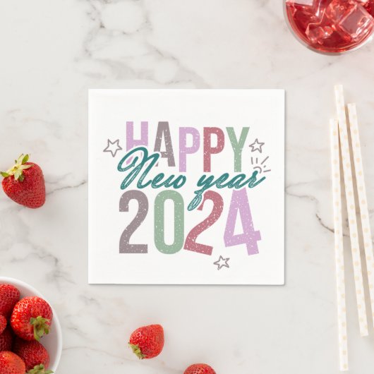 Serviette En Papier Pastel Bonne Année 2024 (En situation)