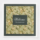 Serviette En Papier Pastel Botanical Napkins Elegant Gold Green Set (Devant)