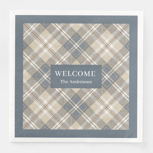 Serviette En Papier Pastel Brown Blue Napkins Classique (Devant)