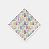 Serviette En Papier Pastel Brushstroke & Gold Crisscross Abstrait (Coin)