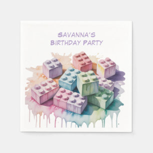 Serviette En Papier Pastel Building Block Splash Girl Birthday Party