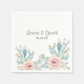 Serviette En Papier Pastel Cactus Mariage Fleur Personnalisé (Devant)