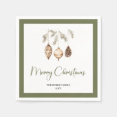 Serviette En Papier Pastel Christmas Tree Minimal Family Name Napkins (Devant)
