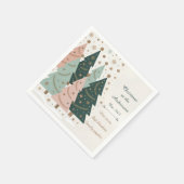 Serviette En Papier Pastel Christmas Trees Personalized Holiday (Coin)