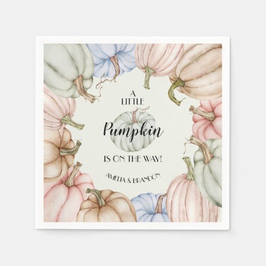 Serviette En Papier Pastel Citrouilles Baby shower neutre pour les fem (Devant)