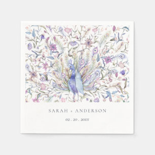 Serviette En Papier Pastel Classy Ornate Aquarelle Peacock Mariage