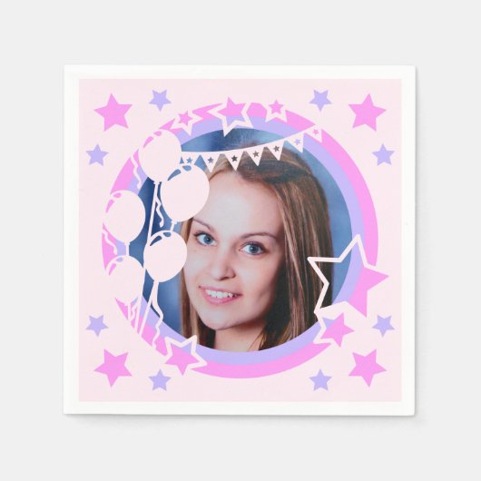 Serviette En Papier Pastel Colours Anniversaire Fête encadrée Photo Pa (Devant)