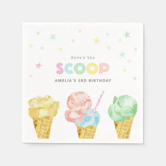 Serviette En Papier Pastel Crème de glace Anniversaire (Devant)