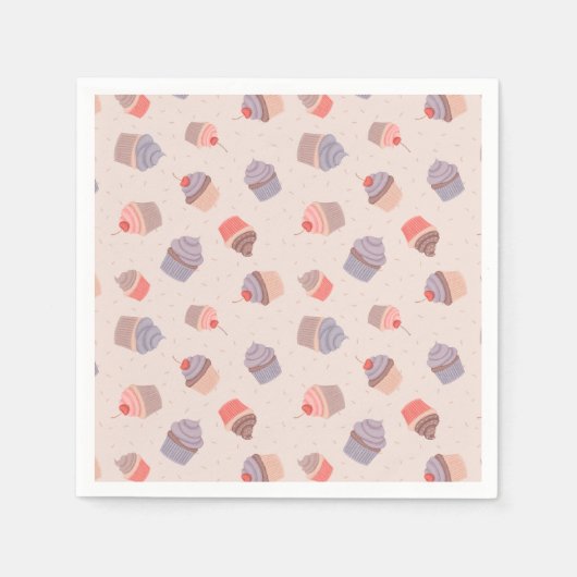 Serviette En Papier Pastel Cupcake Confetti Anniversaire (Devant)