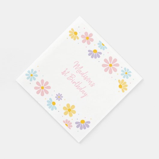 Serviette En Papier Pastel Daisy Flower Anniversaire (Coin)