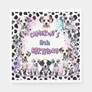 Serviette En Papier Pastel Dalmatie Chiot fête d'anniversaire