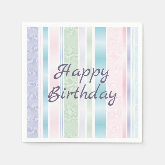 Serviette En Papier Pastel Damask Pour Anniversaire (Devant)
