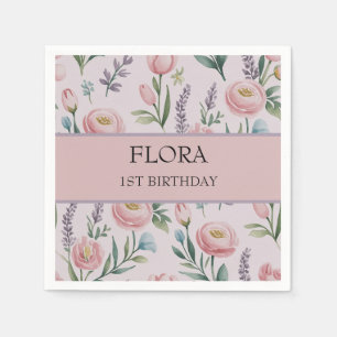 Serviette En Papier Pastel Doux personnalisé Roses Floraux & Tulipes
