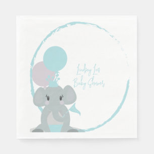Serviette En Papier Pastel Elephant Baby Girl Script Baby shower