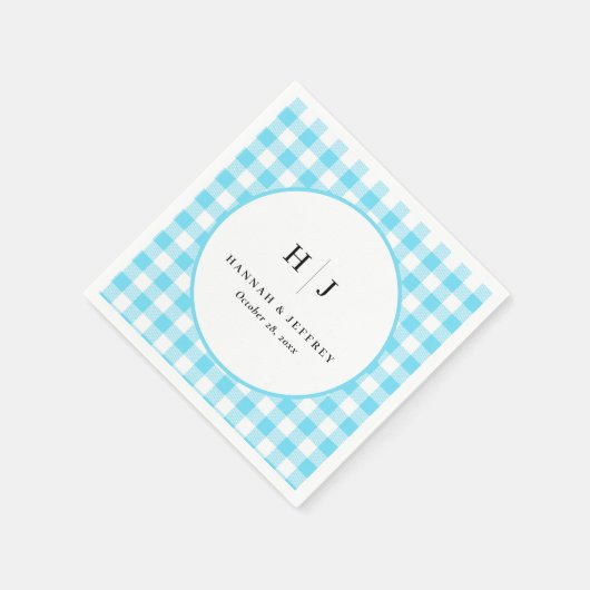 Serviette En Papier Pastel En vichy Mariage Napkins Bleu (Coin)